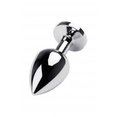 Серебристая коническая анальная пробка с красным кристаллом - 8 см. - ToyFa - купить с доставкой в Перми