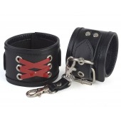 Кожаные наручники с декоративной лаковой шнуровкой - Sitabella - купить с доставкой в Перми