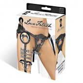 Черные трусики для страпона из патентованной кожи - Lux Fetish - купить с доставкой в Перми