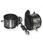 Серебристо-черные наручники с шипами и металлическим блеском - Sitabella - купить с доставкой в Перми