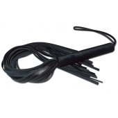 Чёрная кожаная плеть с жесткой ручкой - 63 см. - Sitabella - купить с доставкой в Перми