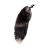 Серебристая металлическая анальная втулка с хвостом чернобурой лисы - размер S - ToyFa - купить с доставкой в Перми