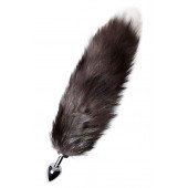 Серебристая металлическая анальная втулка с хвостом чернобурой лисы - размер S - ToyFa - купить с доставкой в Перми