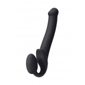 Черный безремневой страпон Silicone Bendable Strap-On M - Strap-on-me - купить с доставкой в Перми
