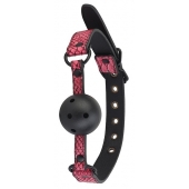 Черно-розовый кляп-шарик с отверстиями BALL GAG - Dream Toys - купить с доставкой в Перми