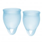 Набор голубых менструальных чаш Feel confident Menstrual Cup - Satisfyer - купить с доставкой в Перми