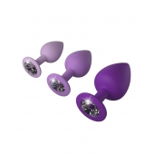 Набор из 3 фиолетовых анальных пробок со стразами Little Gems Trainer Set - Pipedream - купить с доставкой в Перми