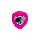 Розовая анальная втулка Diamond Heart с прозрачным кристаллом - 9,5 см. - ToyFa - купить с доставкой в Перми