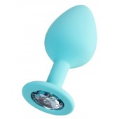 Мятная анальная втулка Brilliant с прозрачным кристаллом - 8 см. - ToyFa - купить с доставкой в Перми