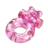 Розовое эрекционное виброкольцо на пенис Pink Bear - Baile - в Перми купить с доставкой
