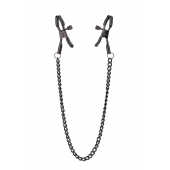 Черные зажимы на соски на цепочке BLAZE DELUXE NIPPLE CLAMPS - Dream Toys - купить с доставкой в Перми