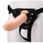 Черные трусики с телесной насадкой STRAP ON REAL DILDO - 21 см. - Dream Toys - купить с доставкой в Перми