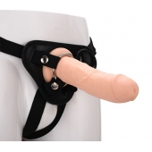 Черные трусики с телесной насадкой STRAP ON REAL DILDO - 21 см. - Dream Toys - купить с доставкой в Перми