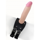 Черный узкий пояс на бедро с телесной насадкой - LOVETOY (А-Полимер) - купить с доставкой в Перми