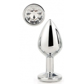Серебристая анальная втулка с прозрачным кристаллом - 7,1 см. - Dream Toys - купить с доставкой в Перми