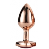 Золотистая анальная втулка с кристаллом-сердечком розового цвета - 7,1 см. - Dream Toys - купить с доставкой в Перми