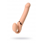 Телесный безремневой вибрострапон Vibrating Bendable Strap-On L - Strap-on-me - купить с доставкой в Перми