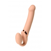Телесный безремневой вибрострапон Vibrating Bendable Strap-On L - Strap-on-me - купить с доставкой в Перми