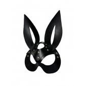 Черная кожаная маска зайки Miss Bunny - БДСМ Арсенал - купить с доставкой в Перми