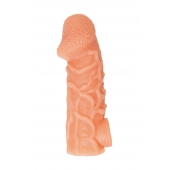 Телесная закрытая насадка с венками Cock Sleeve Size L - 17,6 см. - KOKOS - в Перми купить с доставкой