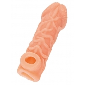 Телесная закрытая насадка с венками Cock Sleeve Size L - 17,6 см. - KOKOS - в Перми купить с доставкой