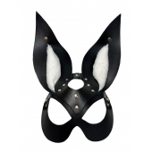 Черная маска зайки с белым мехом на ушках Miss Bunny - БДСМ Арсенал - купить с доставкой в Перми