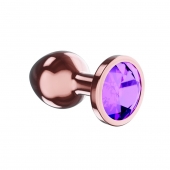 Пробка цвета розового золота с фиолетовым кристаллом Diamond Amethyst Shine S - 7,2 см. - Lola Games - купить с доставкой в Перми