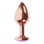 Пробка цвета розового золота с фиолетовым кристаллом Diamond Amethyst Shine S - 7,2 см. - Lola Games - купить с доставкой в Перми