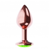Пробка цвета розового золота с лаймовым кристаллом Diamond Emerald Shine S - 7,2 см. - Lola Games - купить с доставкой в Перми