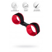 Красно-черные велюровые наручники Anonymo - ToyFa - купить с доставкой в Перми