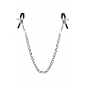 Зажимы для сосков с фиолетовой цепочкой Sweet Caress Nipple Chain - Sweet Caress - купить с доставкой в Перми