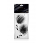 Зажимы на соски с черными пуховыми кисточками Sweet Caress Feather Nipple Clumps - Sweet Caress - купить с доставкой в Перми