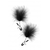 Зажимы на соски с черными пуховыми кисточками Sweet Caress Feather Nipple Clumps - Sweet Caress - купить с доставкой в Перми