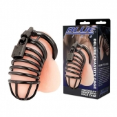 Черная металлическая клетка с замком Deluxe Chastity Cage - BlueLine - купить с доставкой в Перми