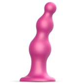 Розовая насадка Strap-On-Me Dildo Plug Beads size S - Strap-on-me - купить с доставкой в Перми