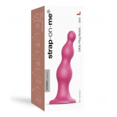 Розовая насадка Strap-On-Me Dildo Plug Beads size L - Strap-on-me - купить с доставкой в Перми