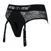 Черные трусики для насадок Diva Lingerie Harness - size L - Strap-on-me - купить с доставкой в Перми