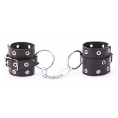 Черные кожаные наручники с люверсами - Crazy Handmade - купить с доставкой в Перми