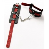 Черные оковы с красным декором и заклепками - Crazy Handmade - купить с доставкой в Перми