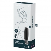 Черный мастурбатор с вибрацией Power Masturbator - Satisfyer - в Перми купить с доставкой