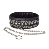 Чёрный ошейник с цепочками и поводком - Sitabella - купить с доставкой в Перми