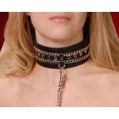 Чёрный ошейник с цепочками и поводком - Sitabella - купить с доставкой в Перми