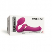 Ярко-розовый безремневой страпон Multi Orgasm Size S с клиторальной стимуляцией - Strap-on-me - купить с доставкой в Перми