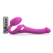 Ярко-розовый безремневой страпон Multi Orgasm Size S с клиторальной стимуляцией - Strap-on-me - купить с доставкой в Перми