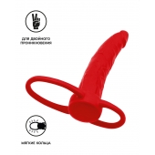 Красная насадка на пенис для двойного проникновения Black Red - 16,5 см. - ToyFa - купить с доставкой в Перми