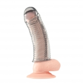 Текстурированная насадка на пенис Clear Textured Penis Enhancing Sleeve Extension - 16,5 см. - BlueLine - в Перми купить с доставкой