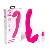 Розовый безремневой страпон на радиоуправлении Strapless Together - 22 см. - Together Toy - купить с доставкой в Перми