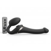 Черный безремневой страпон Multi Orgasm Size S с клиторальной стимуляцией - Strap-on-me - купить с доставкой в Перми