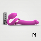 Ярко-розовый безремневой страпон Multi Orgasm Size M с клиторальной стимуляцией - Strap-on-me - купить с доставкой в Перми