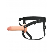 Телесный полый страпон на черных ремнях Hollow Silicone Strap-on - 17,8 см. - Pipedream - купить с доставкой в Перми